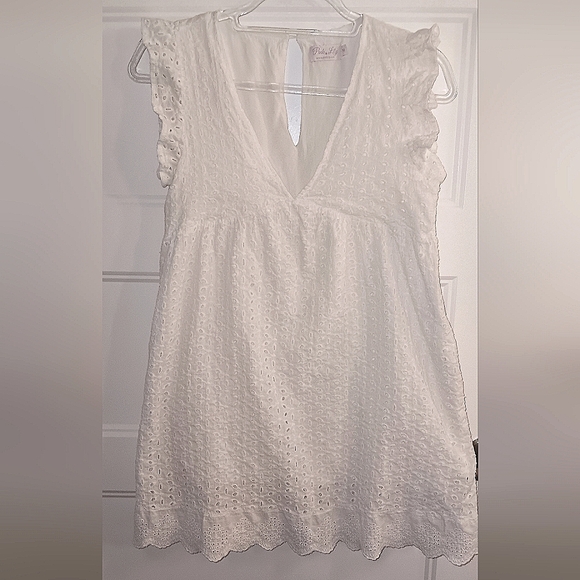 Pink Lily Lined Eylet Baby Doll Dress w/ Pockets - Picture 8 of 9